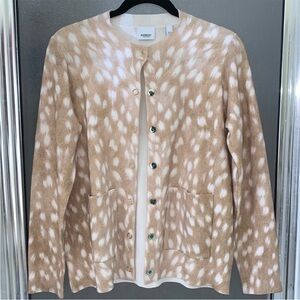 Authentic Burberry Sweatshirt Rashelle Deer Print Snap Cardigan